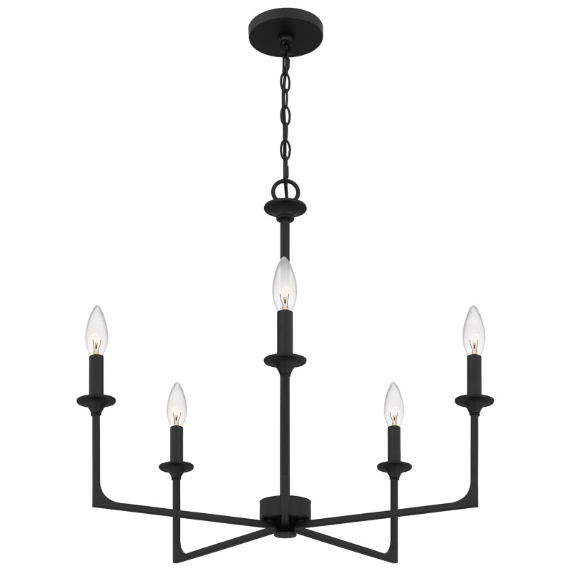 Chandelier classique à 5 lumières de style bougie Nahjay, Noir mat