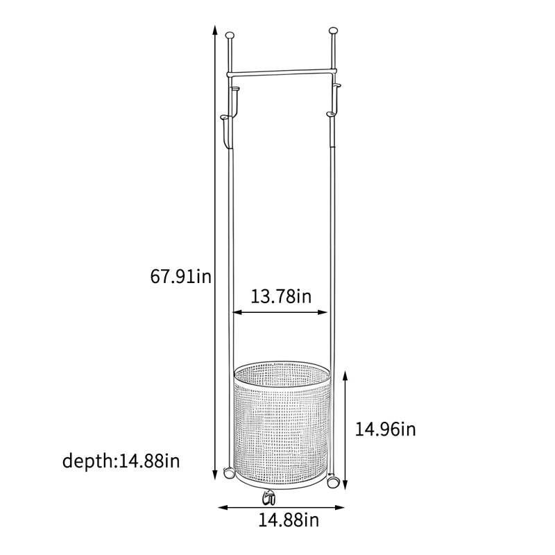 Thickened Coat Rack with Deep Mesh Basket, Green
