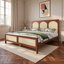 Lit plateforme en bois avec tête de lit en rotin-364061722-364061724