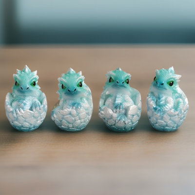 Ensemble de 4 figurines de dragon dans un œuf de 3,5 po de hauteur