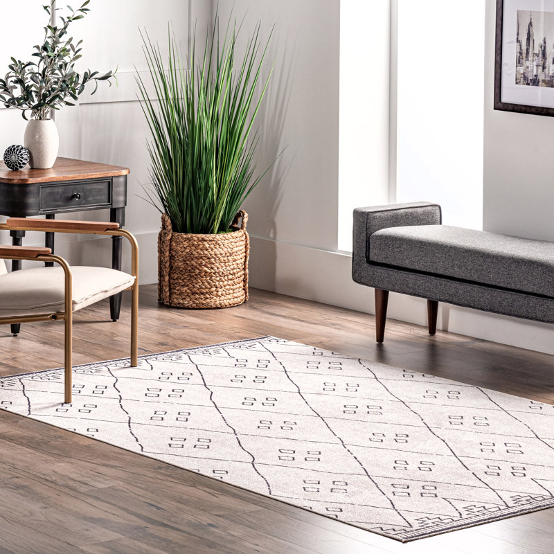 Sydney SpinClean Machine Washable Diamond Trellis Area Rug, Rectangle 8' x 10'