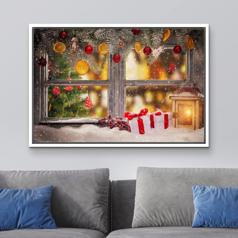 Célébration de Noël, impression, H 16 po x l 24 po, Cadre flottant blanc