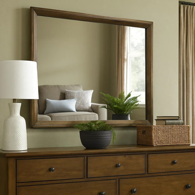 Miroir de commode Rouk, bois massif brun noyer, cadre rectangulaire de 45 pouces