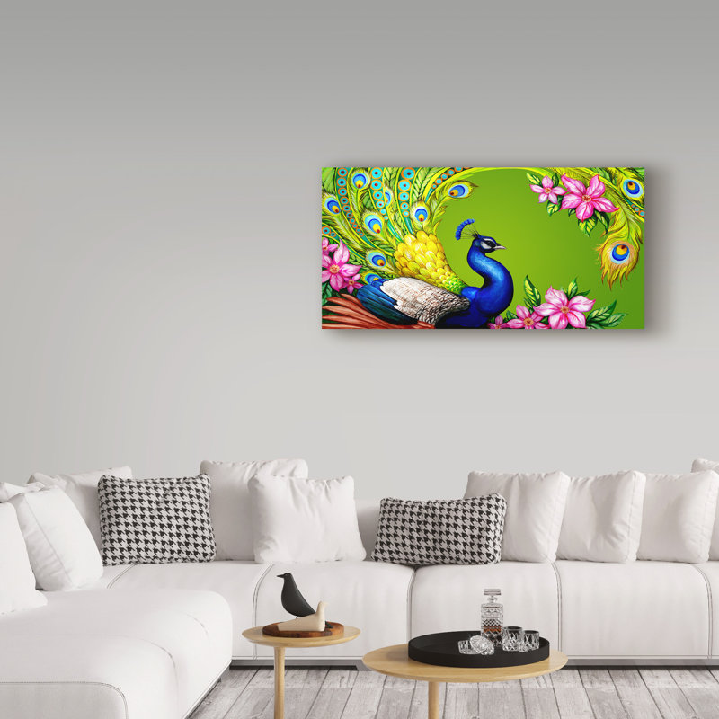 « superbe peacock », reproduction d’impression sur toile tendue, H 10 po x l 19 po x P 2 po