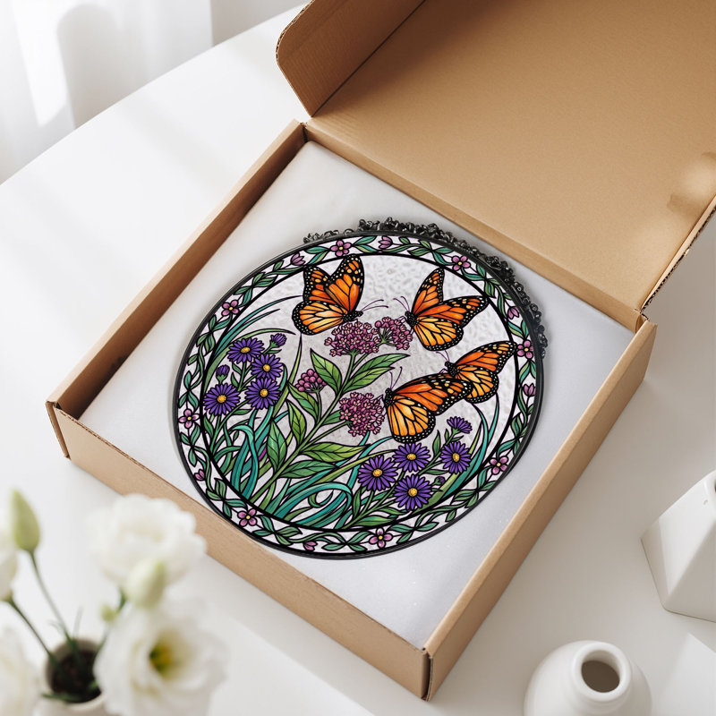 Panneau de vitrail de jardin Butterfly H 12 po, H 12 po