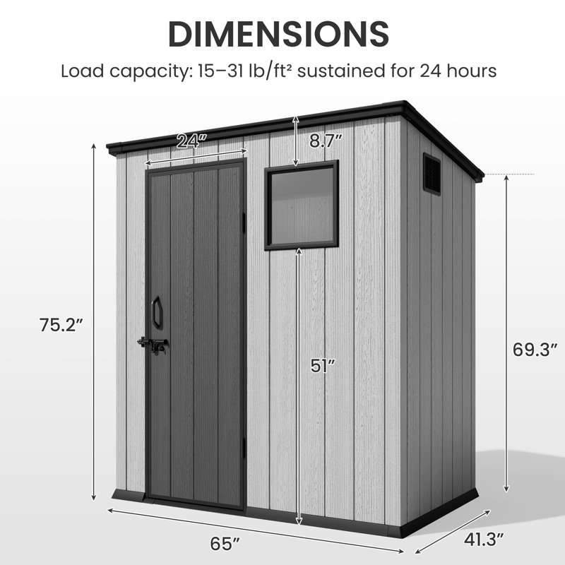 Remise de rangement extérieure en métal 6 pi x 4 pi, Gris