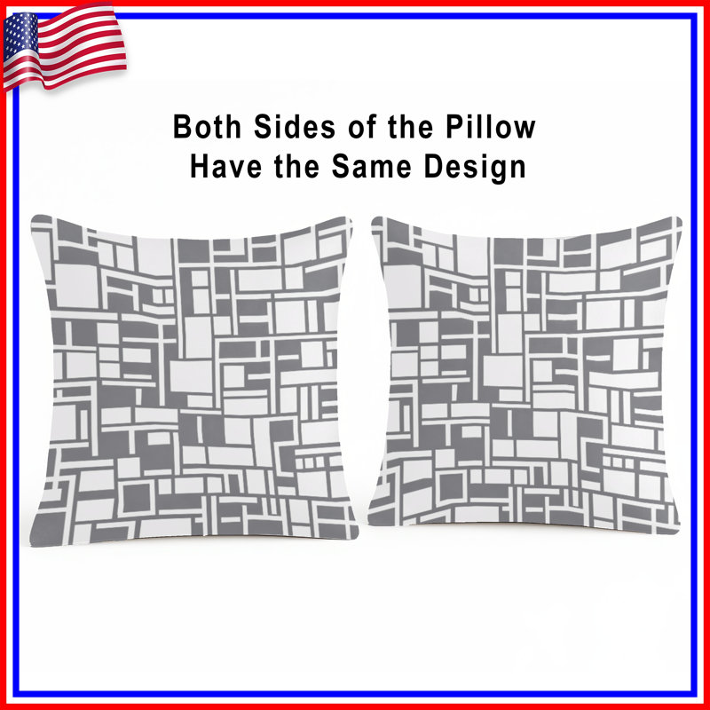 Gray White Rectangles Double Sided Throw Pillows, 18 x 18 inches