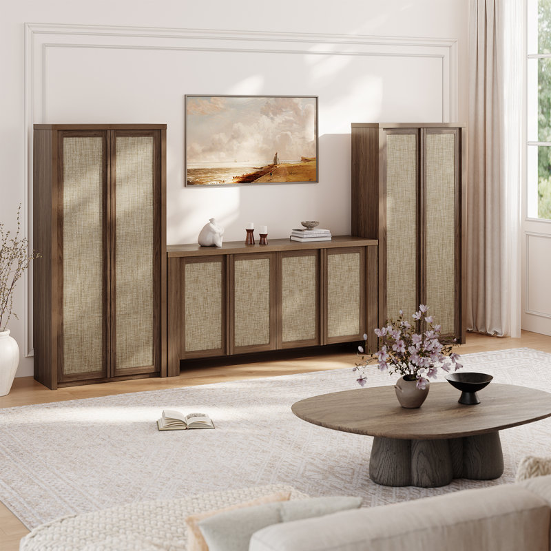 Retro Minimalism 3-piece Modular Tv Cabinet, Dark Brown