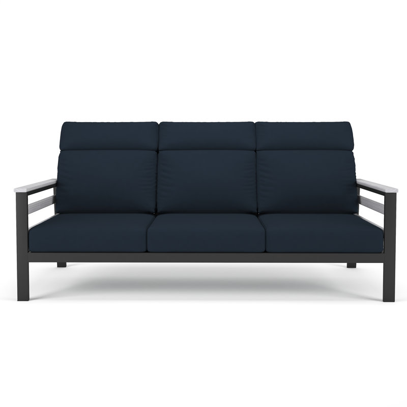 Townsend Metal Outdoor Sofa With Sunbrella Cushion, Canvas Navy, White