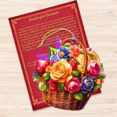 Flowers In The Basket Wooden Ornaments By G. Debrekht