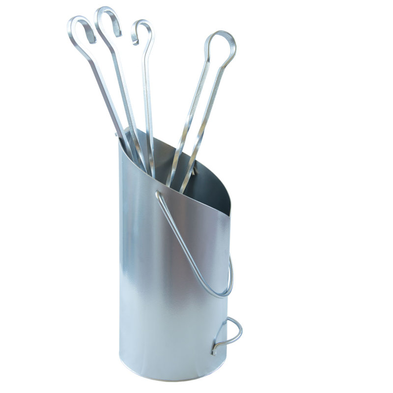 Burnsdale Iron Fireplace Tool Set, Chrome