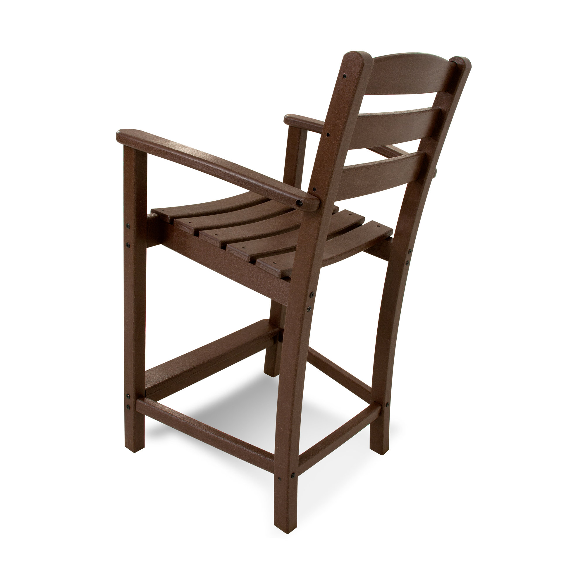 POLYWOOD La Casa Café Bar Arm Chair, Mahogany, Counter Stool (25.13” Seat Height)