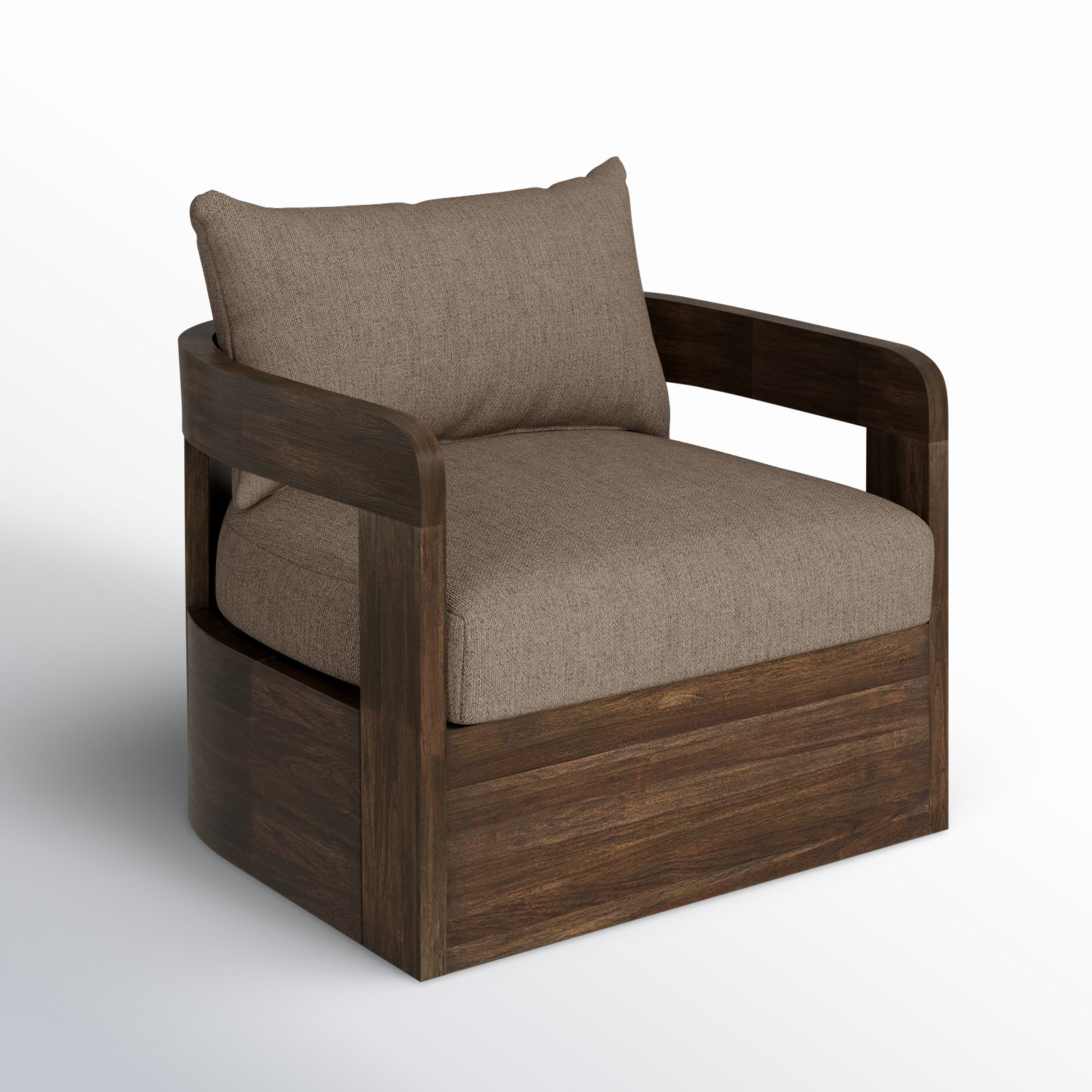 Ewan Swivel Patio Lounge Chair, Stained Saddle Brown, Ellor Brown