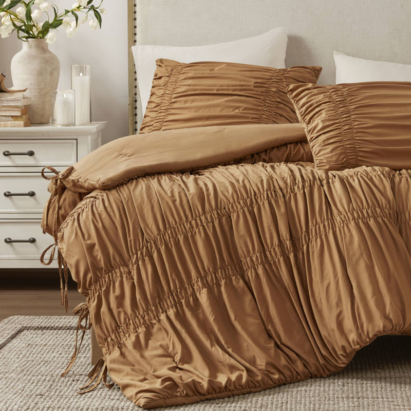 Ensembles de literie en microfibre douce pour lit simple TG, style campagnard ruché pour la maison