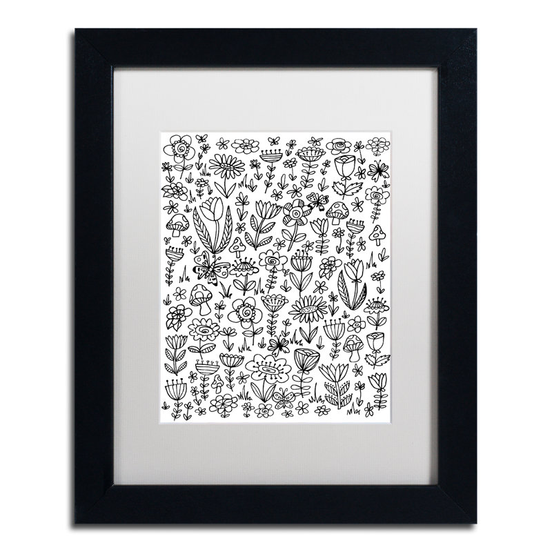 Arzel «Small Flowers», impression encadrée, H 14 po x l 11 po x P 0,5 po, Blanc