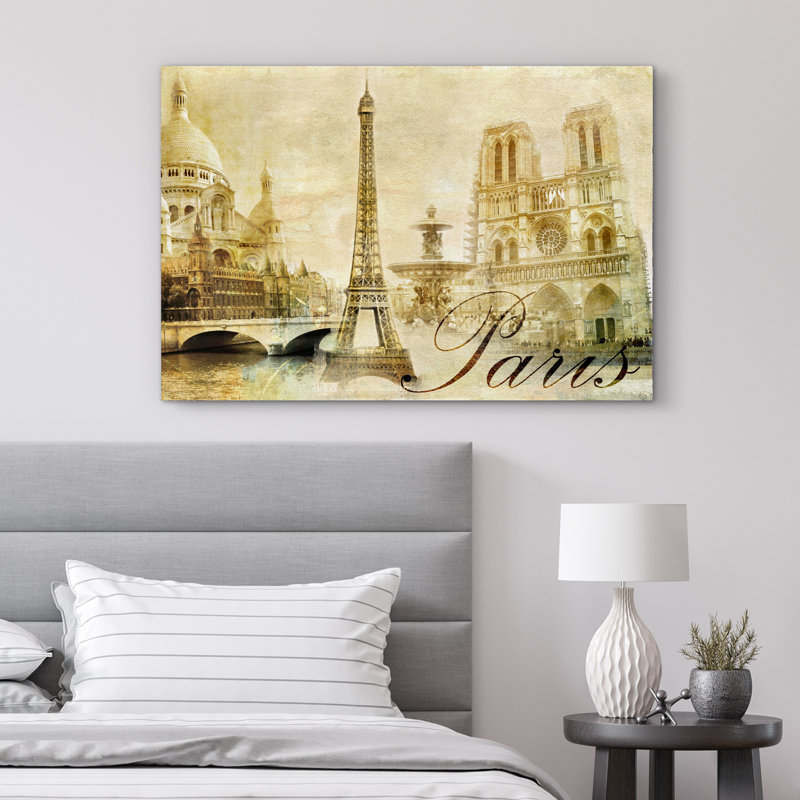 Rustique Bevera, rétro, Tour Eiffel à Paris, grande galerie rustique française, impression sur toile tendue