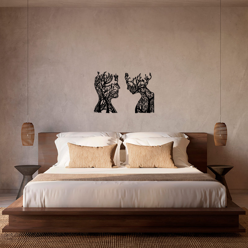 Elegant Black Decorative Metal Wall Accessory (2 Pieces), 10.6 x 16.9 inches & 11.0 x 15.0 inches | 100% Metal, Thickness: 0.06 inches | Perfect for Home Décor, Modern Aesthetic, and Easy Wall Hanging