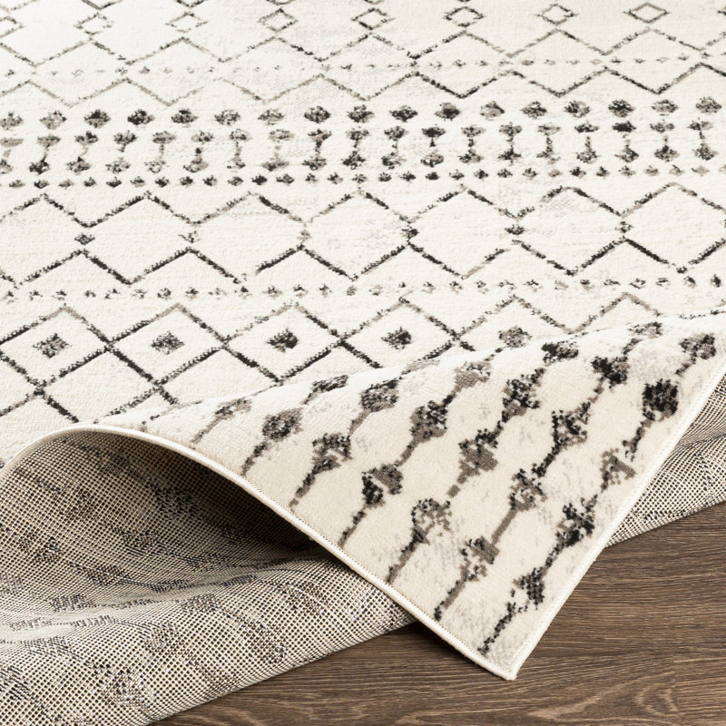 Tapis noir / ivoire Canisha Southwestern, Rectangle 4 pi 3 po x 5 pi 7 po