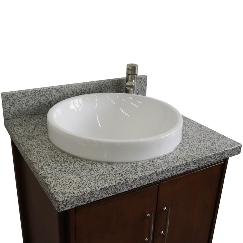 25'' Single Bathroom Vanity with Top, Gray Granite