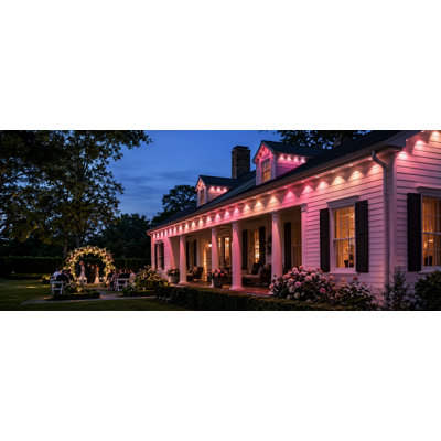 Guirlande lumineuse extérieure permanente Lumary de 45,7 m (150 pi) avec 90 DEL RGBAICW, étanche IP 67, soudure/application/commande vocale, plus de 10 000 effets lumineux pour terrasse et patio extérieurs (blanc)