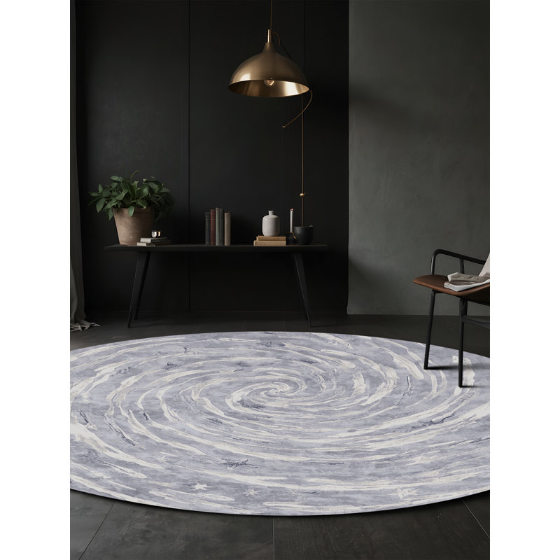 Tapis bleu lavable à la machine, Rond 6 pi
