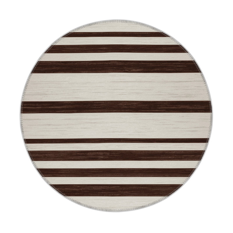 HorizontalStripes Gray Indoor and Outdoor Area Rug, Round 5'