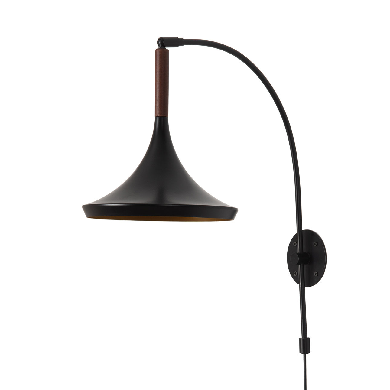 Lodi Wall Sconce - Matte Black & Walnut, Plug-in