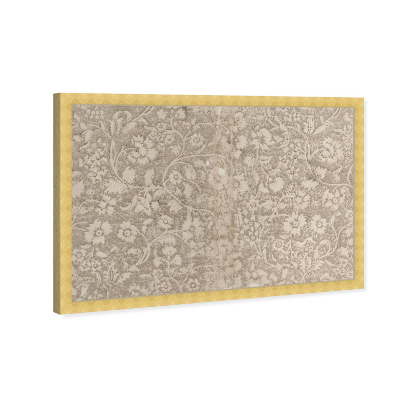 " Aesthetic Beige Floral Pattern Canvas " by Oliver Gal, Gold, 18" H x 26" W