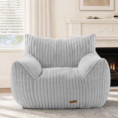 Oversized 45“ Plush Faux Fur Bean Bag Chair with Foam Filling
