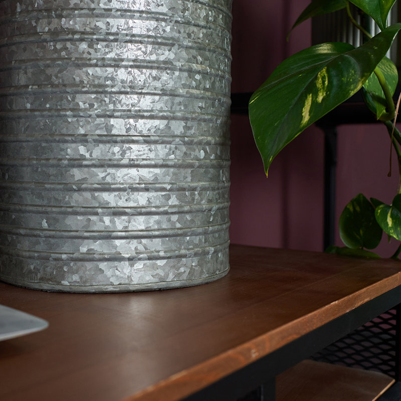 Metal Table Lamp, Grey, No