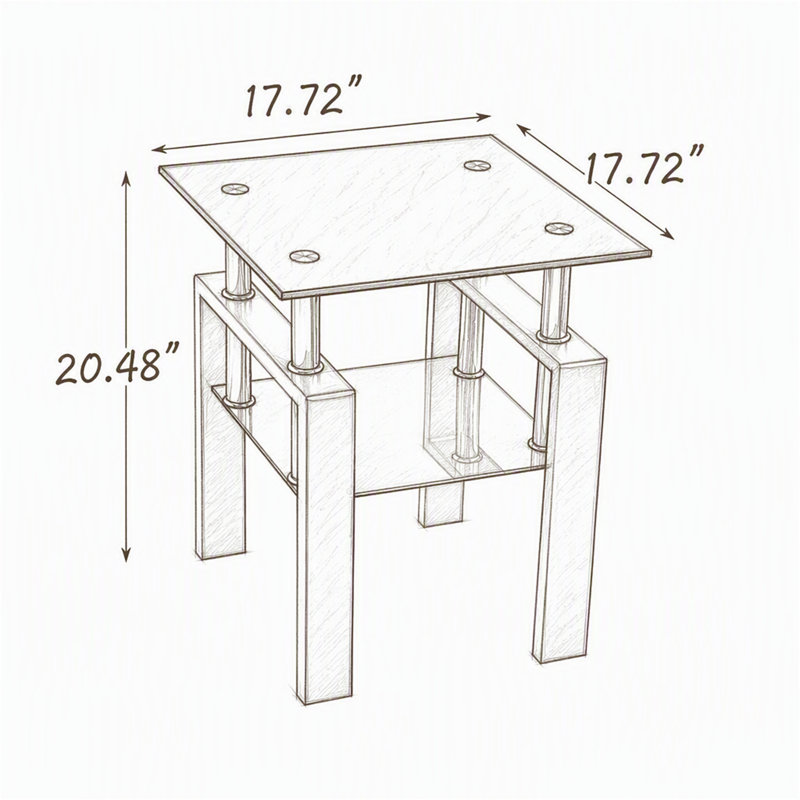 Table de canapé en verre trempé noir