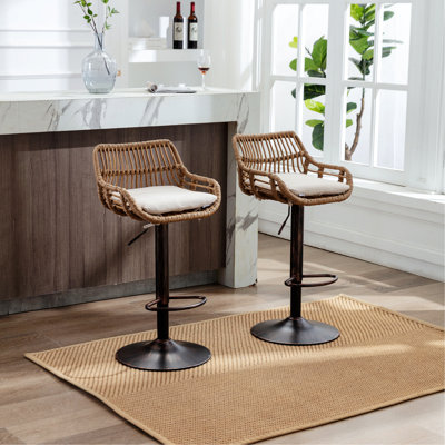 Deux tabourets de bar, tabourets de bar pivotants, chaises à hauteur de comptoir réglable pour la cuisine, la salle à manger, tabouret de bar moderne pour la maison