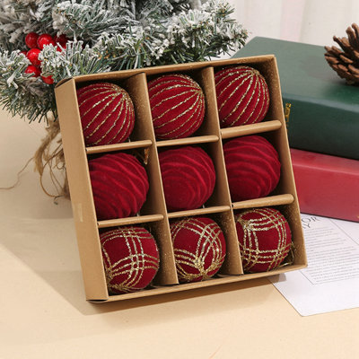 Ensemble de 9 boules de Noël en flocage en plastique