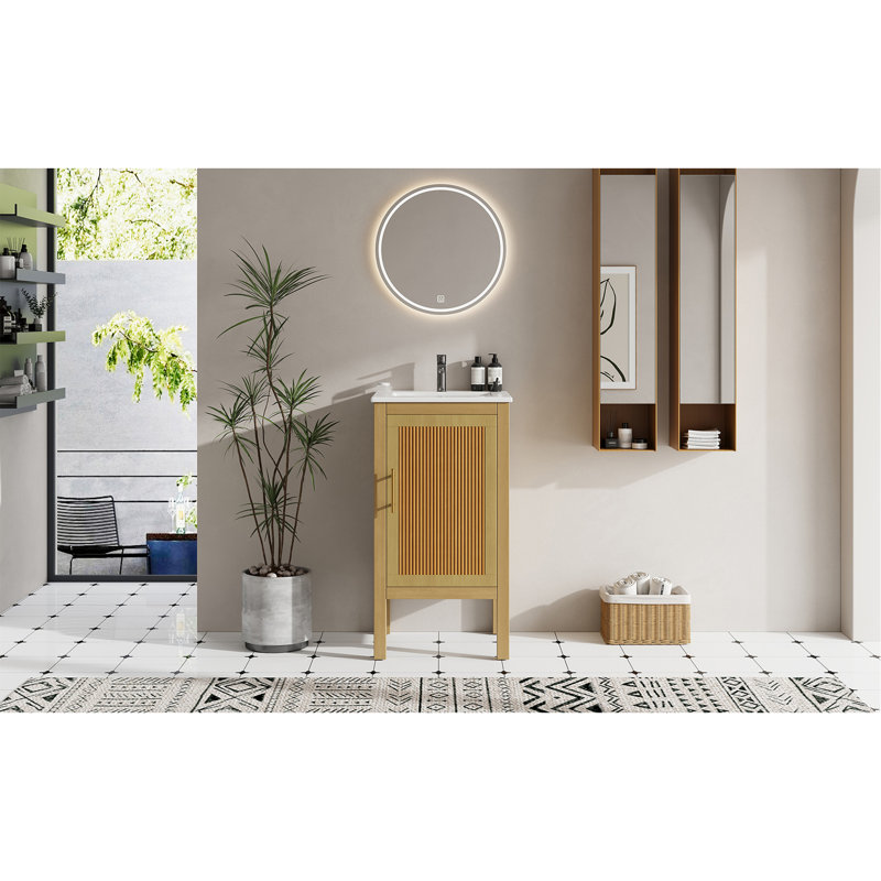Elegant Design Bathroom Vanity with Ceramic Sink,Ample Storage for Small Bathrooms