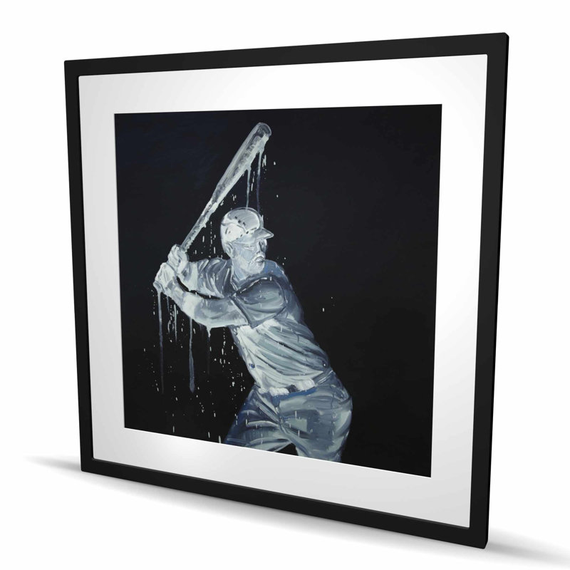 Baseball Player - Blue Man Cave Framed Matted Print Decor