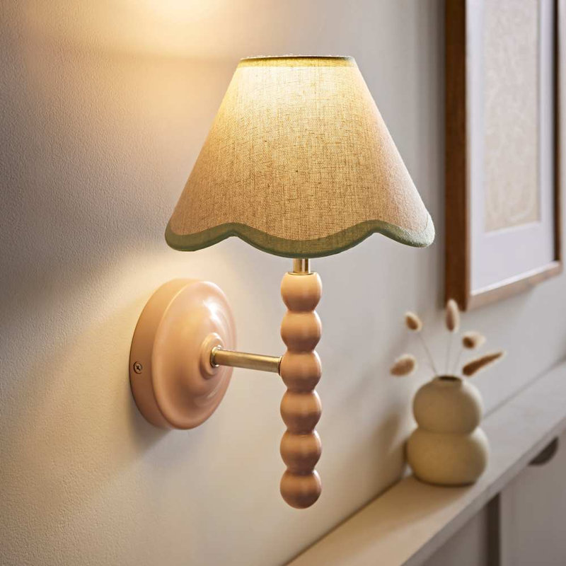 Alderic Manufactured Wood Armed Sconce, Green, No, Pink