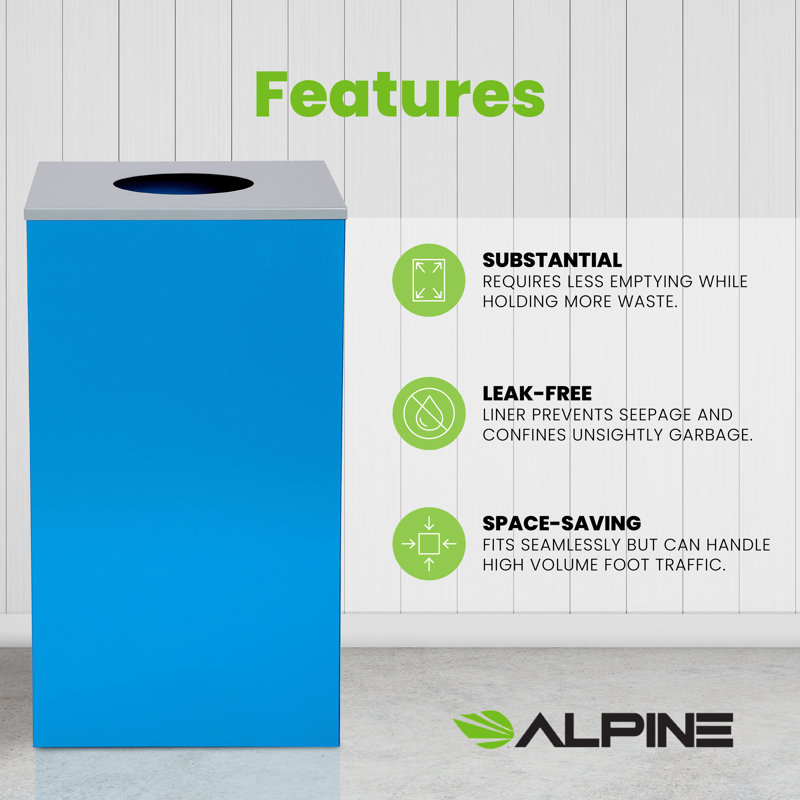 Bac de recyclage en acier 29 gallons avec couvercle circulaire
