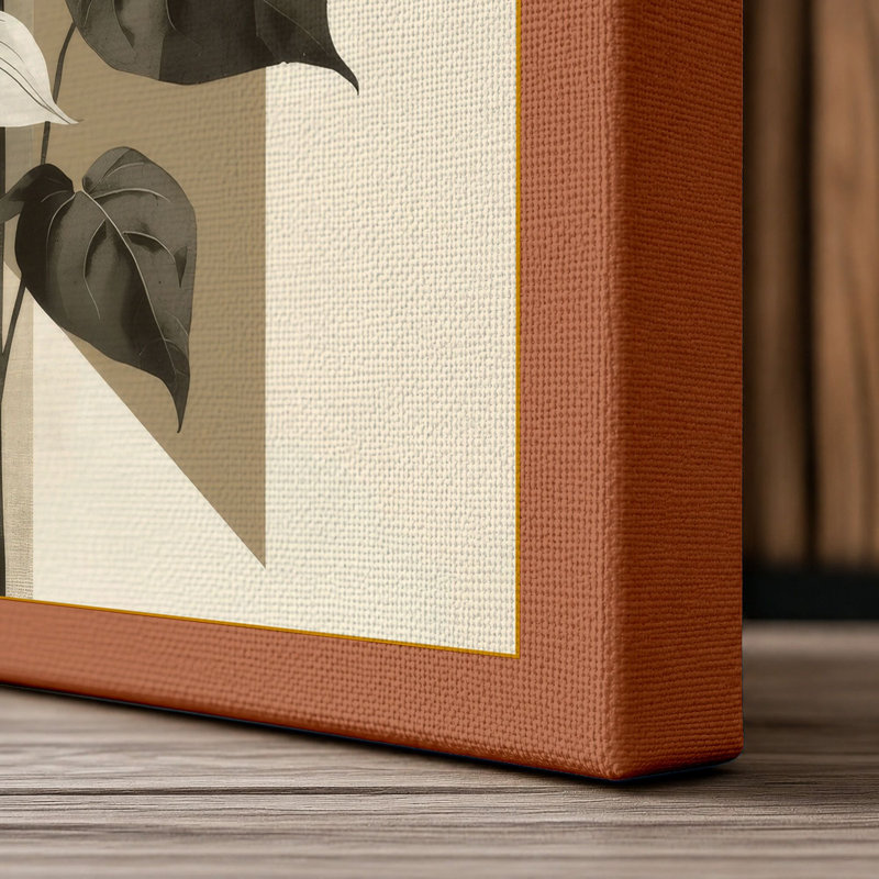Flowering Plant Study Botanical - Wrapped Canvas, 18x12 - 45.7 x 30.5 cm, Terracotta Border