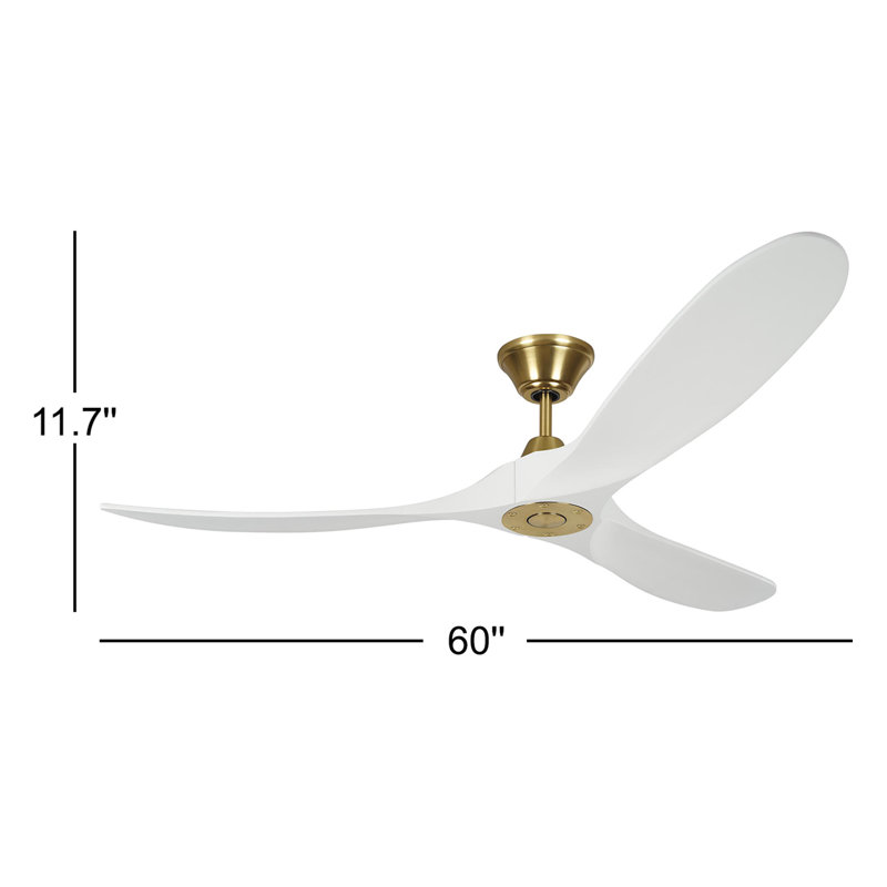 Ventilateur de plafond 3 pales avec télécommande Obsidian, Laiton bruni avec pales blanches, 60 pouces