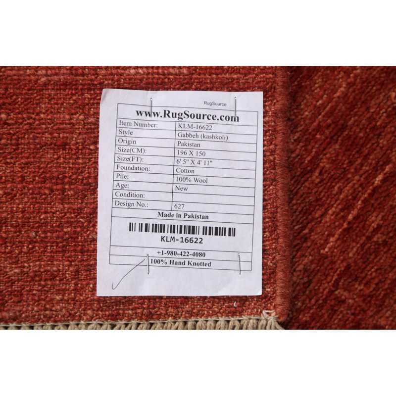 Tapis géométrique en laine Gabbeh Kashkoli fabriqué à la main 5 x 6