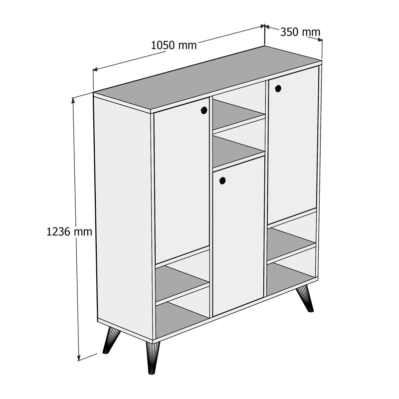 Starla 123.6cm Kitchen Pantry, Walnut/Black