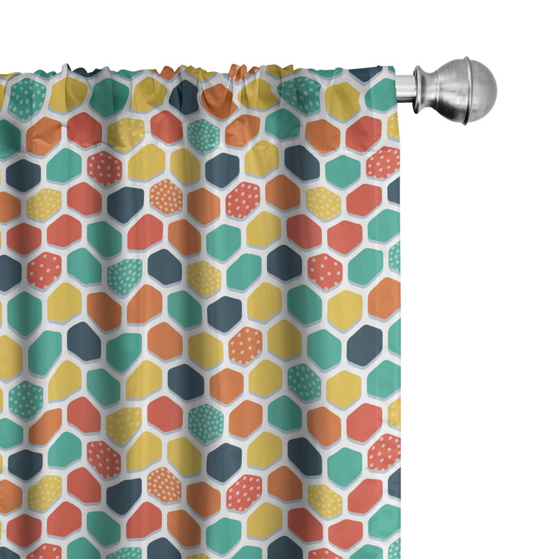 Colorful Geometric Semi-Sheer Rod Pocket Curtain Panels, 28" x 63"