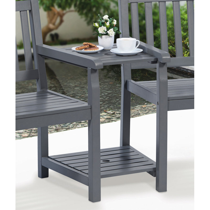 Launcest PU Painted Wooden Loveseat, Slate Grey