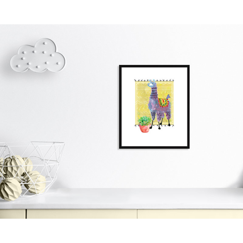« jolie llama ii », art sur toile, H 25,5 po x l 21,5 po x P 1,18 po, Cadre noir