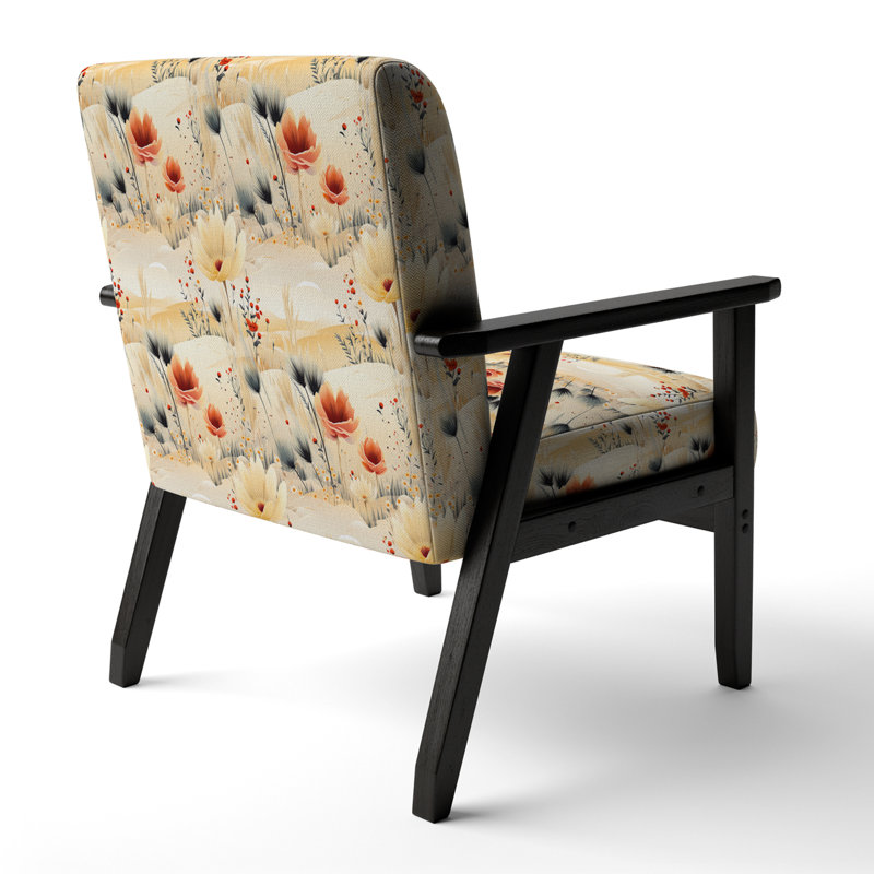 Motif bohème de fleurs de prairie beige - fauteuil de ferme rembourré, fauteuil décoratif floral rustique