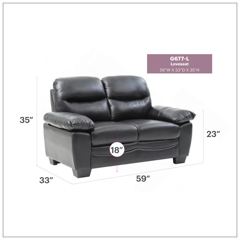 Causeuse Glory Furniture, noir, Noir