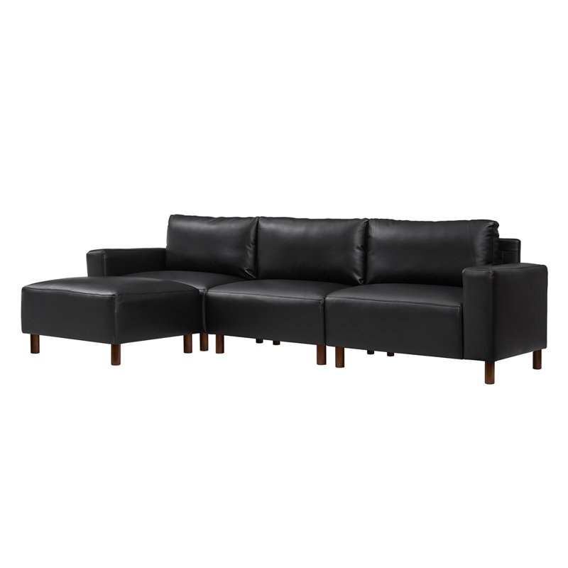 Canapé modulaire de luxe moderne avec revêtement en polyuréthane respirant de qualité supérieure, Black