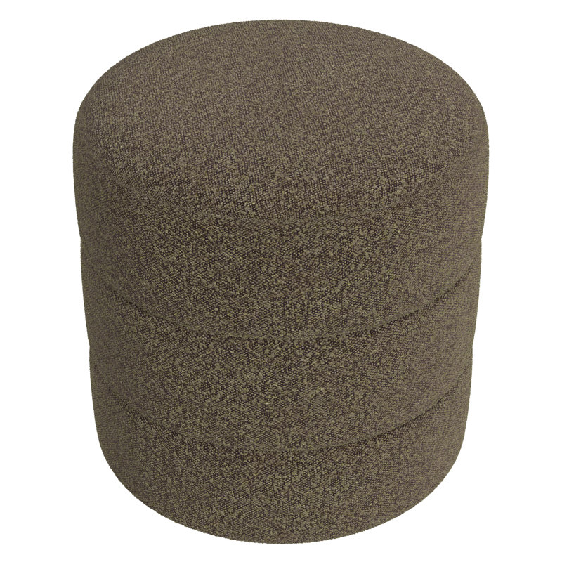 Maeesha Upholstered Round Ottoman, Brown Boucle