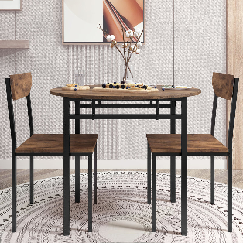 Ensemble de table de salle à manger pour 2 personnes, ensemble de table de cuisine, ensemble de table de salle à manger, brun rustique