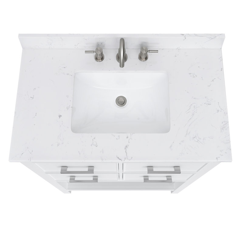 Brooks 37'' W Single Vanity, Nickel, White